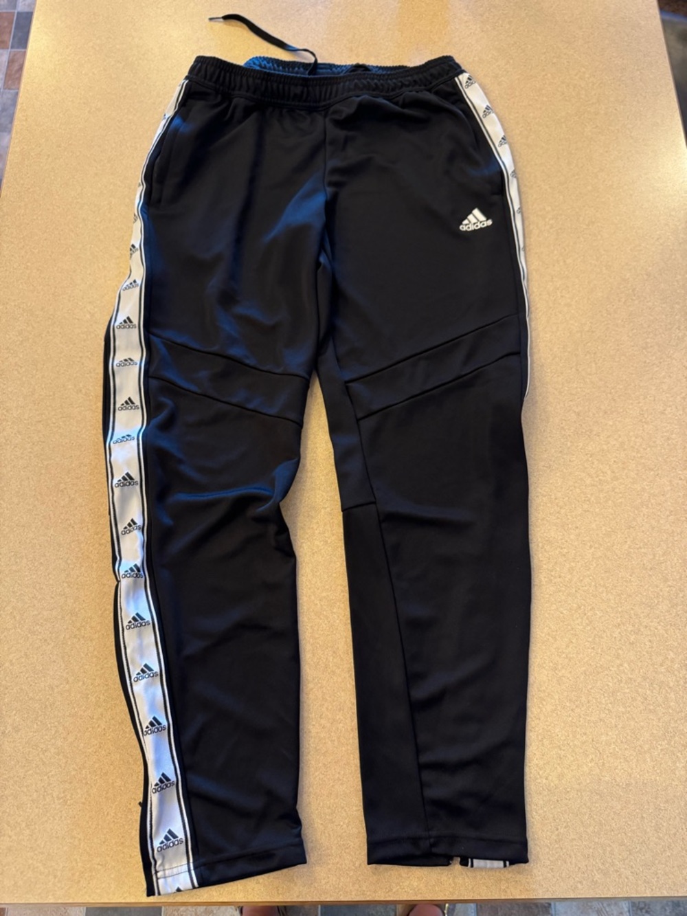 adidas Black Track Pants with White Logo Taping